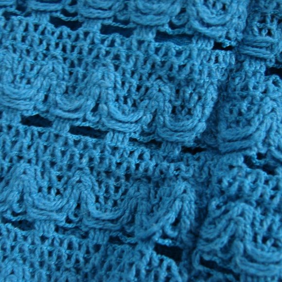 Bright Turquoise Aqua  Mexican Floral Embroidered Dress Off Shoulder Summer - Picture 5 of 12